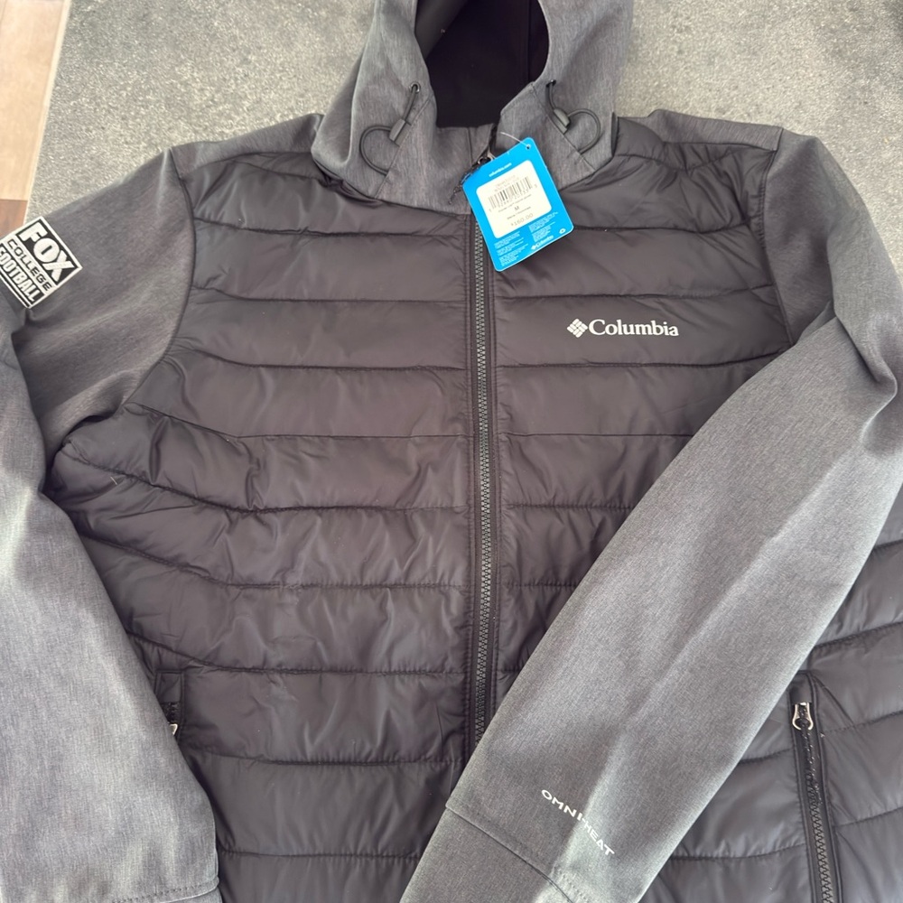 Columbia Black and Gray Puffer Jacket with Hood